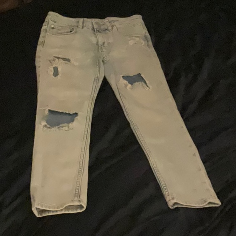 H&M Kids Distressed Jeans - Light Gray - Size 8